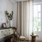 Kamora Boho Geometrischer Elfenbein Lichtdurchlässiger Maßgeschneiderter Vorhang